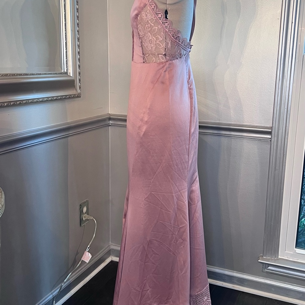 Free People Pink Plunge Neck Backless Gown - Picture 2 of 4